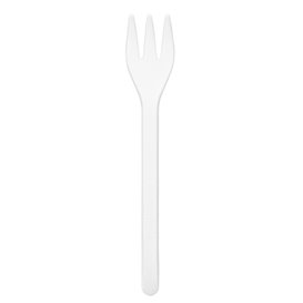 Minitenedor Plastico Degustacion Blanco 100 mm (50 Uds)