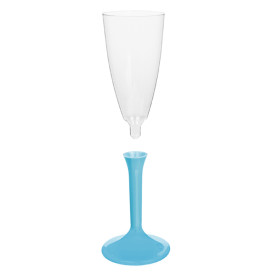 Copa de Plastico Cava con Pie Turquesa 120ml (20 Uds)