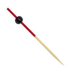 Pinchos "Bola" de Bambu en Rojo y Negro 120mm (200 Uds)