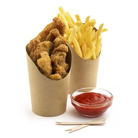 Vaso Desechable Antigrasa Carton Efecto Kraft Mediano (55 Uds)