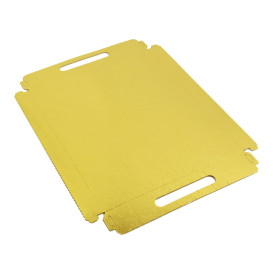 Bandeja Cartón Rectangular Oro Asas 22x28cm (400 Uds)