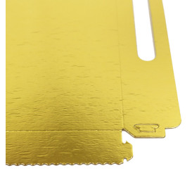 Bandeja Cartón Rectangular Oro Asas 22x28cm (400 Uds)