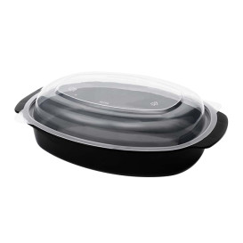 Envase Oval PP Negro 750ml 15,4x22,6cm (50 Uds)