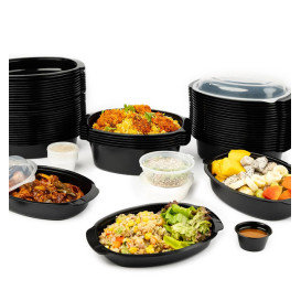 Envase Oval PP Negro 950ml 15,4x22,6cm (50 Uds)