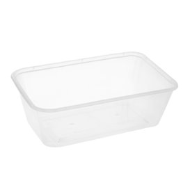 Tarrina Rectangular PP Transparente con Tapa 650ml 17,3x11,9cm (50 Uds)
