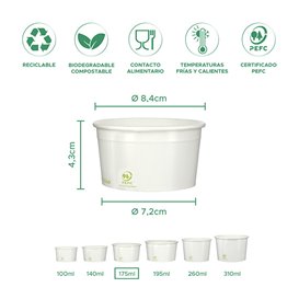 Tarrina de Cartón para Helados Ecológica 175ml (50 Uds)