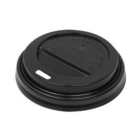 Tapa Travel con Agujero PS para Vaso Cartón Negra Ø6,2cm (50 Uds)