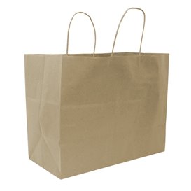 Bolsa Papel Kraft con Asa Rizadas 80g/m² 32+16x26cm (25 Uds)