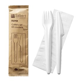 Set Cubiertos de Cartón Tenedor, Cuchillo y Servilleta (50 Uds)