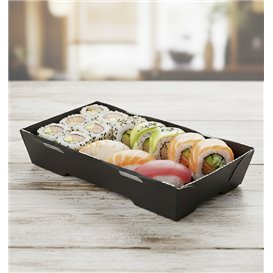 Envase para Sushi de Cartón Negro 12x6,2cm (600 Uds)