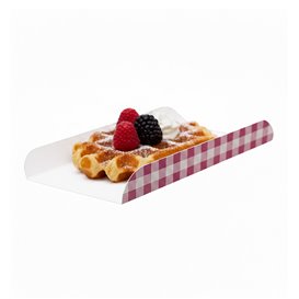 Bandeja de Cartón Rosa para Gofres 13,5x10cm (100 Uds)