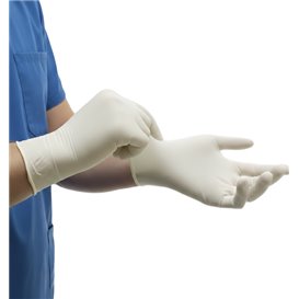Guantes de Látex sin Talco Blanco Talla M AQL 1.5 (100 Uds)