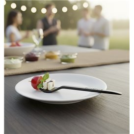 Minitenedor de Plástico Degustación Negro 100 mm (50 Uds)