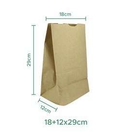 Bolsa de Papel Sin Asas Kraft 18+12x29cm (25 Unidades)