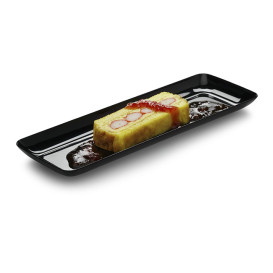 Bandeja Plastico Rectangular Extra Rigido Negro 17x45cm (25 Uds)