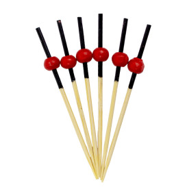 Pinchos de Bambu Decorados Rojo y Negro 70mm (2000 Uds)