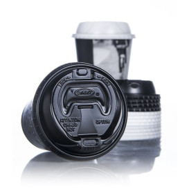 Tapa Agujero Negra con cierre PS Vaso FOAM Ø9,4cm (1000 Uds)