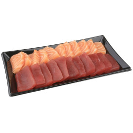 Bandeja Plastico Rectangular Negra 12x22cm (300 Uds)