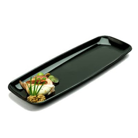 Bandeja Plastico Rectangular Dura Negro 22x56 cm (25 Uds)