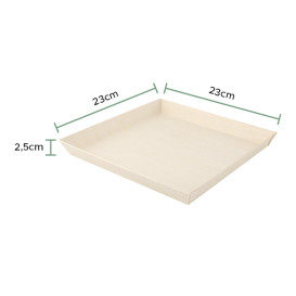 Plato de Madera Cuadrado 23x23x2,5cm 1250ml (100 Uds)