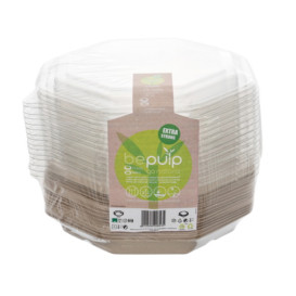 Envase Caña de Azúcar Octogonal con tapa 830 ml 23x23cm (15 Uds)