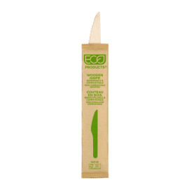 Cuchillo de Madera Desechable Enfundado 16,5cm (500 Uds)