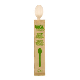 Cuchara de Madera Desechable Enfundada 16cm (500 Uds)