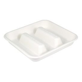 Envase para Tacos de Caña de Azúcar Blanco 18,5x18,5cm (300 Uds)