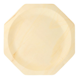 Plato de Madera Octogonal 260mm (200 Uds)