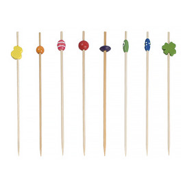 Pinchos de Bambu Decorados Surtido 120 mm (100 Uds)