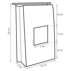 Bolsa SOS Kraft con Cierre y Ventana 15+7x23cm (1000 Uds)
