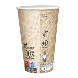 Vaso Cartón BioWare PLA 12 Oz/384ml Ø8,0cm (1.100 Uds)