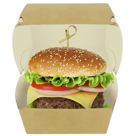 Caja Hamburguesa XXL Kraft Doble Cierre 13x13x9cm (400 Uds)