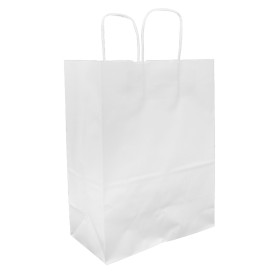 Bolsa Papel Kraft Blanca con Asas 100g/m² 25+13x33cm (200 Uds)