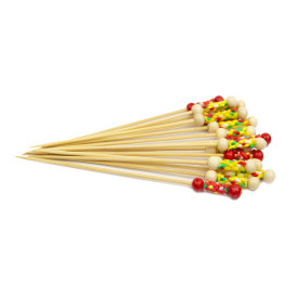 Pinchos de Bambú Decorados en Amarillo 120 mm (100 Uds)