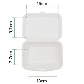 Envase MenuBox Caña Azúcar Blanco 180x125x70mm (50 Uds)