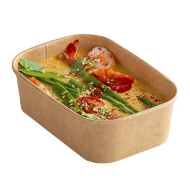 Envase Rectangular Kraft Microondable 650ml 17,2x12x5,1cm (300 Uds)