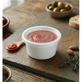 Tarrina PP Blanca para Salsas con Tapa 60ml (2.000 Uds)