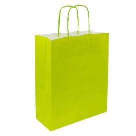 Bolsa Papel Verde con Asas 90g/m² 28+10x22 cm (25 Uds)