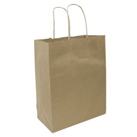 Bolsas de Papel Asa Plana Kraft 80g/m² 22+10x28cm (50 Uds)