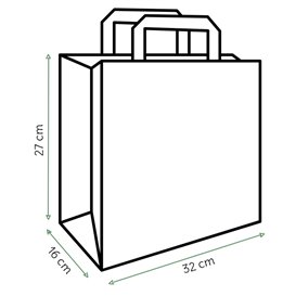 Bolsa Papel Kraft con Asa Plana 70g/m² 32+16x27cm (300 Uds)