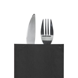 Sobre Portacubiertos con Servilleta Negro 11x25cm (100 Uds)