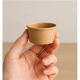 Tarrina Cartón Kraft para Salsas 75ml Ø7,3cm (50 Uds)