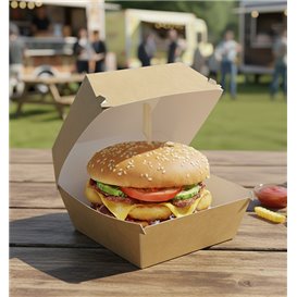 Caja Hamburguesa Mega Kraft Doble Cierre 15,5x15,5x10cm (50 Uds)