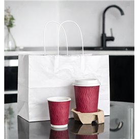 Bolsa Papel Blanca con Asa Rizada 80g/m² 32+16x27cm (25 Uds)
