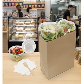 Bolsa de Papel Kraft con Asas Rizadas 80 g/m² 22+10x28cm (25 Uds)