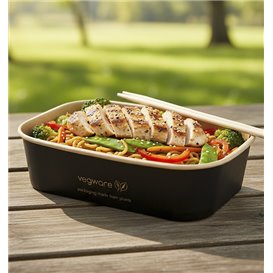 Envase Rectangular Negro 500 ml 17,3x12,1x4,3cm (300 Uds)