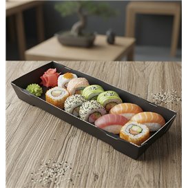 Envase para Sushi de Cartón Negro 22x9cm (400 Uds)