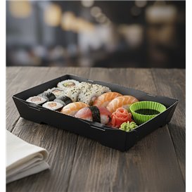Envase para Sushi de Cartón Negro 16,5x11,5cm (400 Uds)
