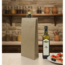 Bolsa Papel Kraft para Botellas Asas 115g/m² 18+8x39cm (250 Uds)
